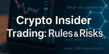 Illustration linking traditional market surveillance to on-chain mempool monitoring — the tools needed to fight crypto insider trading.