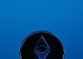 A digital graphic showing Ethereum's logo with speed indicators and bridge connection imagery.