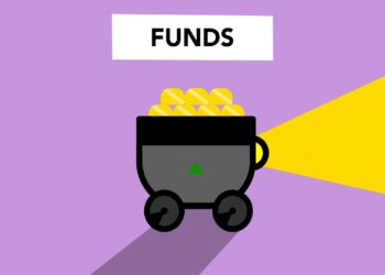 Graphic showing Bitcoin logo with bars indicating fund holdings comparison.