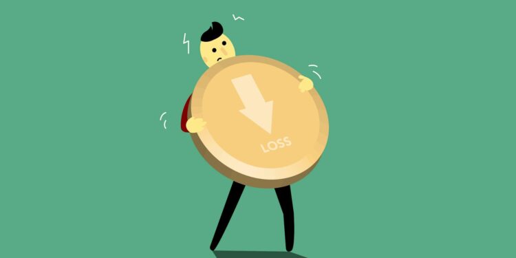 A digital illustration of a cartoon coin surrounded by symbols of identity theft and memecoins.