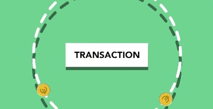 Graphic showing blockchain network and transaction cost reduction strategy in finance.