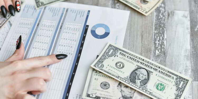 A distressed retiree looks at financial documents amid cryptocurrency symbols and dollar signs.