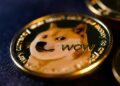 Crypto investors examine meme coin charts at a bustling Mar-a-Lago gala event.