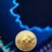 A Bitcoin symbol overlaying financial charts and Bhutan's national flag.