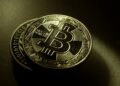 European banks and crypto assets interconnected through a blockchain network visualization.