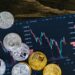 Uranium bars and digital tokens representing a new lending platform in finance.