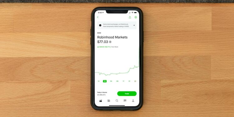 Graph displaying Robinhood's stock price with highlighted buyback announcement details.