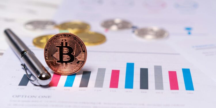 A graph showing Bitcoin's value trends against investment amounts in a financial setting.