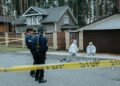 Scene of a police investigation with forensic team at a luxury home linked to crypto founder.