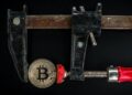 A digital graphic illustrating a broken bridge, symbolizing crypto security vulnerabilities.