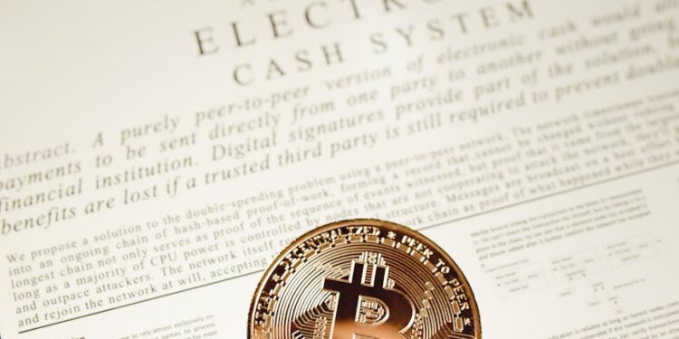 A Bitcoin coin with regulatory documents and DeFi symbols in the background.