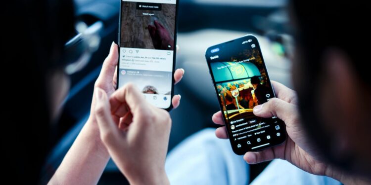 Person using Instagram Reels to shop with AI-enhanced social commerce features.