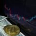 Goldman Sachs logo with Bitcoin and financial charts in the background, symbolizing ETF strategy.