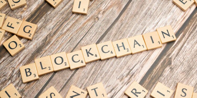 Digital illustration of a blockchain network with a warning sign, symbolizing DeFi vulnerabilities.
