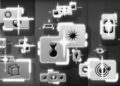 Yuga Labs logo alongside digital art representing artists and trademark symbols.