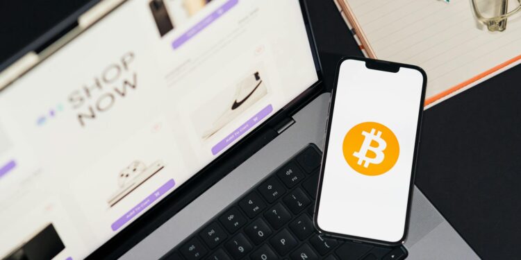 A digital wallet interface displaying Bitcoin transaction options and features.