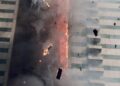 Fire and smoke billowing from a damaged oil pipeline in Saudi Arabia amid escalating regional tensions.