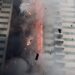 Fire and smoke billowing from a damaged oil pipeline in Saudi Arabia amid escalating regional tensions.