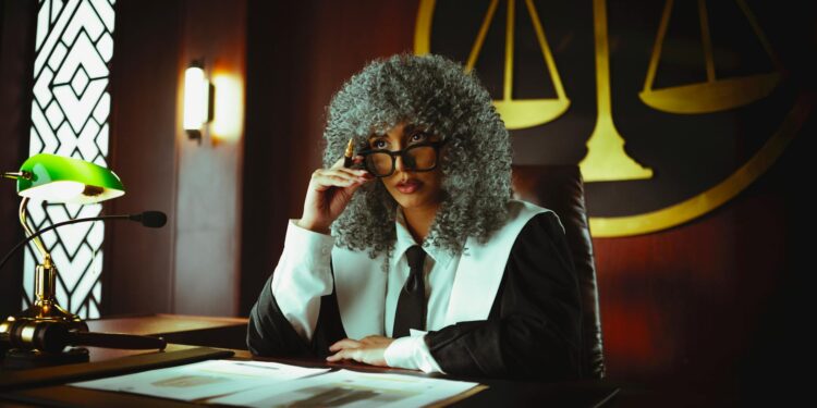 A courtroom scene showing regulatory officials discussing cryptocurrency prediction markets.
