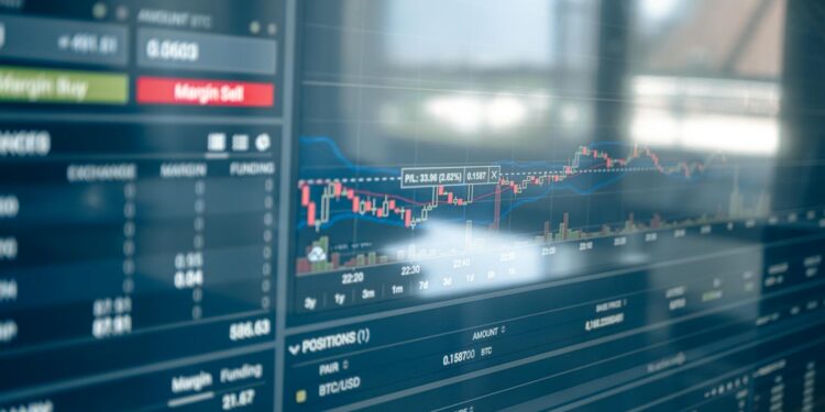 A digital graphic showing cryptocurrency symbols and financial charts in a regulatory context.