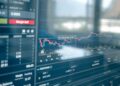 Cryptocurrency market visual showing rising values and short position liquidations graph.