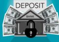 A digital illustration of tokens representing deposits in a financial context with government symbols.