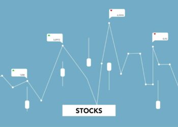 TeraWulf logo with stock market graphs showing declining trends in the background.