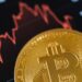 A digital representation of Bitcoin near $75K with whale icons and bearish market signals.