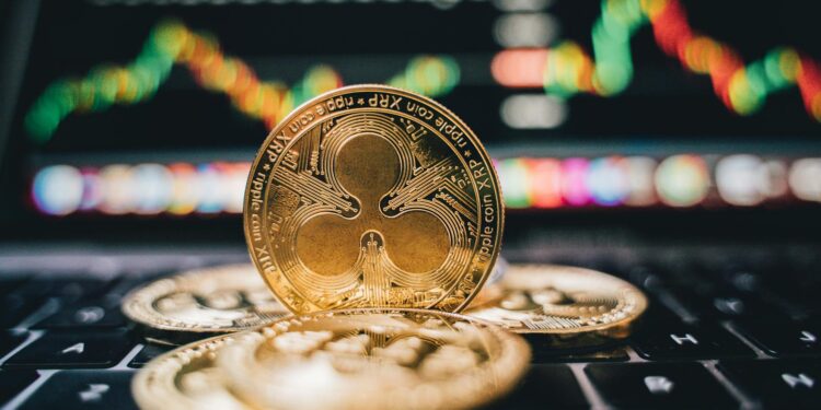 A digital representation of XRP tokens on a trading platform interface.