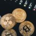 A digital wallet with cryptocurrency symbols, highlighting cyber theft and laundering activities.