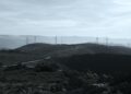Aerial view of Briscoe Wind Farm with turbines, symbolizing renewable energy for AI data center.