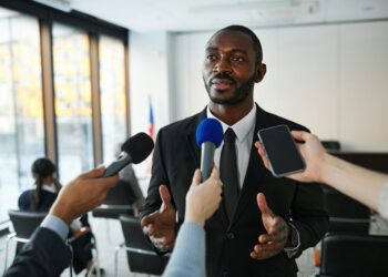 New York Attorney General speaks at a press conference about crypto regulation.