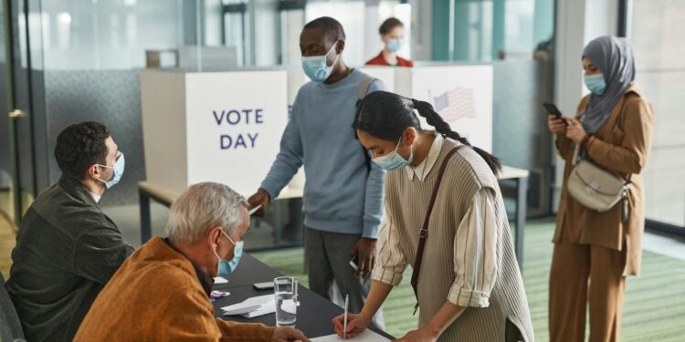 Voters at a polling station during the NJ 11th District Special Election.
