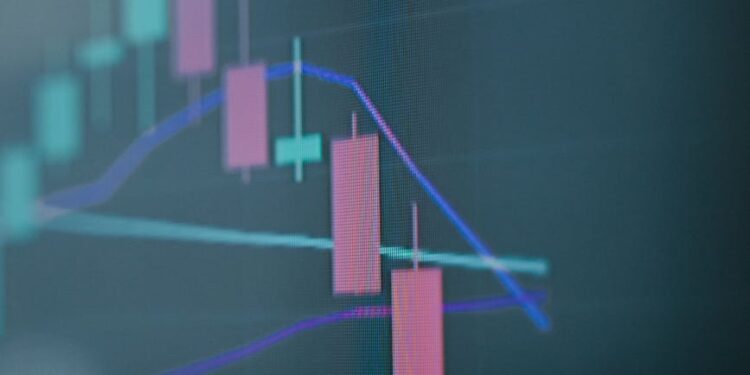A digital graphic showing a circuit breaker symbol overlaid on a financial chart with tulip motifs.