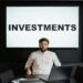 A financial professional discusses investment strategies at a tech conference.