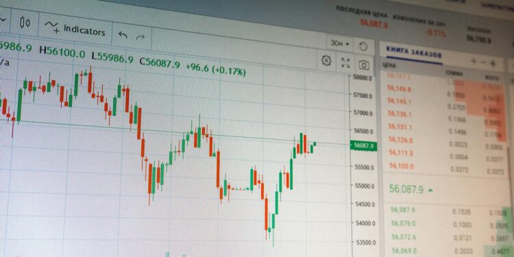 Bitcoin price chart climbing with a backdrop of financial news headlines and maps of the U.S. and Iran.