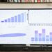 A computer screen displays data analysis graphs related to autonomous intelligence reports.