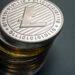 A digital representation of Litecoin's blockchain with highlighted blocks reversing.