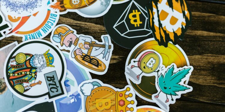 Bitcoin miner celebrating success with digital currency graphics in the background.