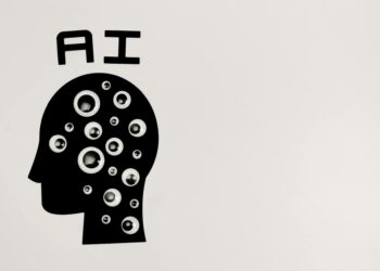 Amazon logo alongside a futuristic AI graphic representing investment in technology.