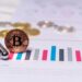 Bitcoin logo next to graphs illustrating yield on investment and financial growth.