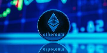 Aave logo with digital currency symbols and a background of financial data graphs.