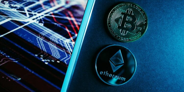 Digital graphic depicting blockchain connections and currencies, highlighting GSX ID launch.