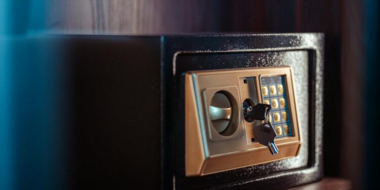 A secure digital vault representing advanced quantum-safe cryptocurrency technology.