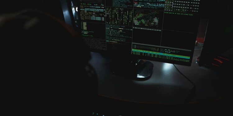 AI interface showcasing cyber attack simulations on cryptocurrency networks.