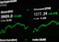 Financial charts displaying the new crypto indexes for SOL and XRP on the Moscow Exchange.